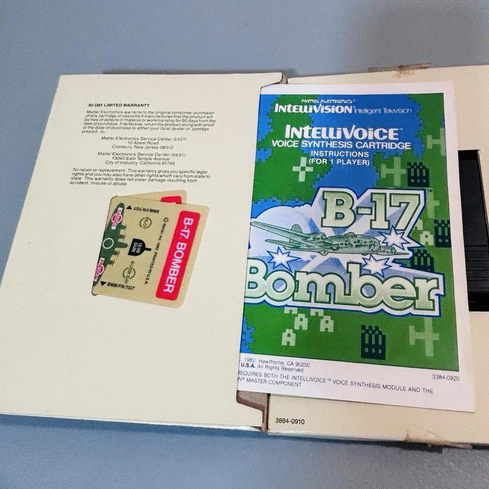 1982 B-17 Bomber Intellivision Intellivoice Video Game Box Manual Cartridge